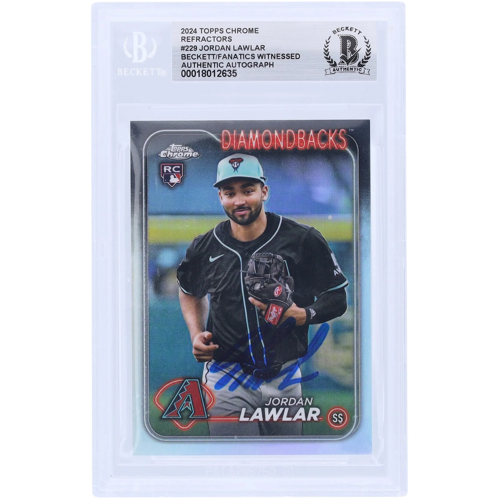Jordan Lawlar Signed 2024 Topps Chrome Variation Refractor #229 Rookie Card | Authenticate