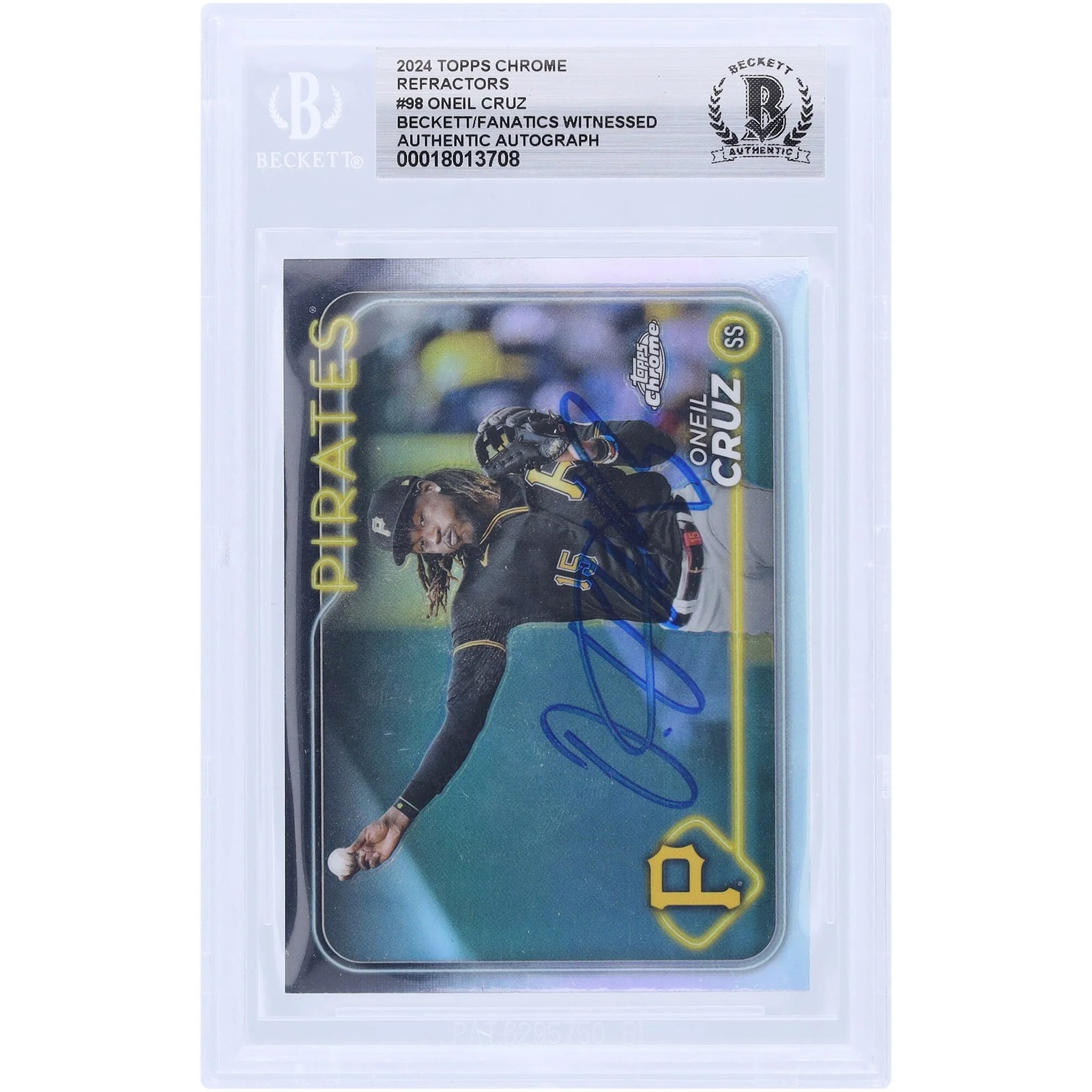Oneil Cruz Signed 2024 Topps Chrome Refractor #98 | Beckett Authenticated