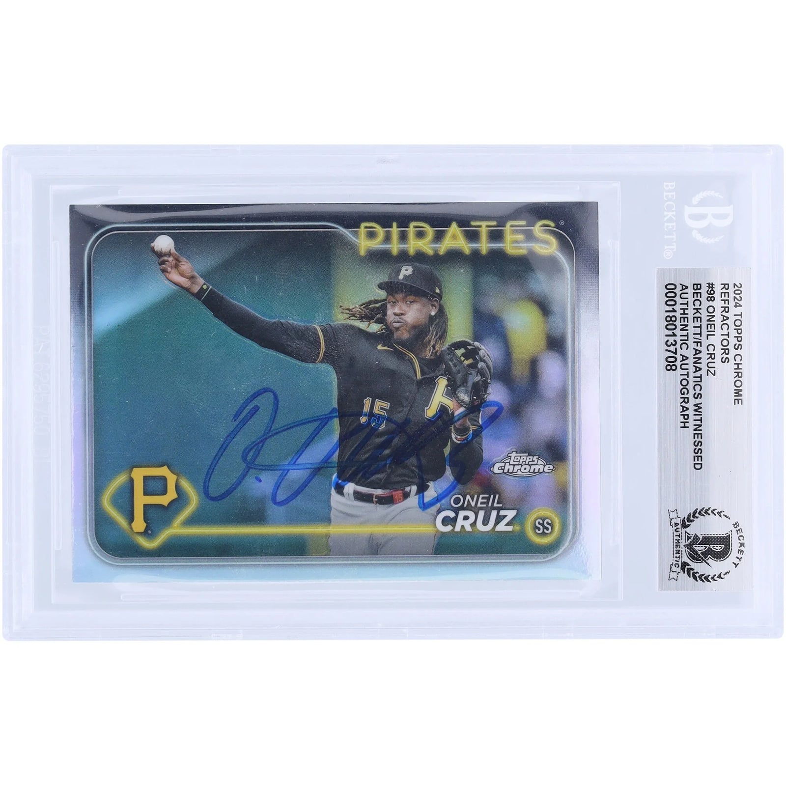 Oneil Cruz Signed 2024 Topps Chrome Refractor #98 | Beckett Authenticated