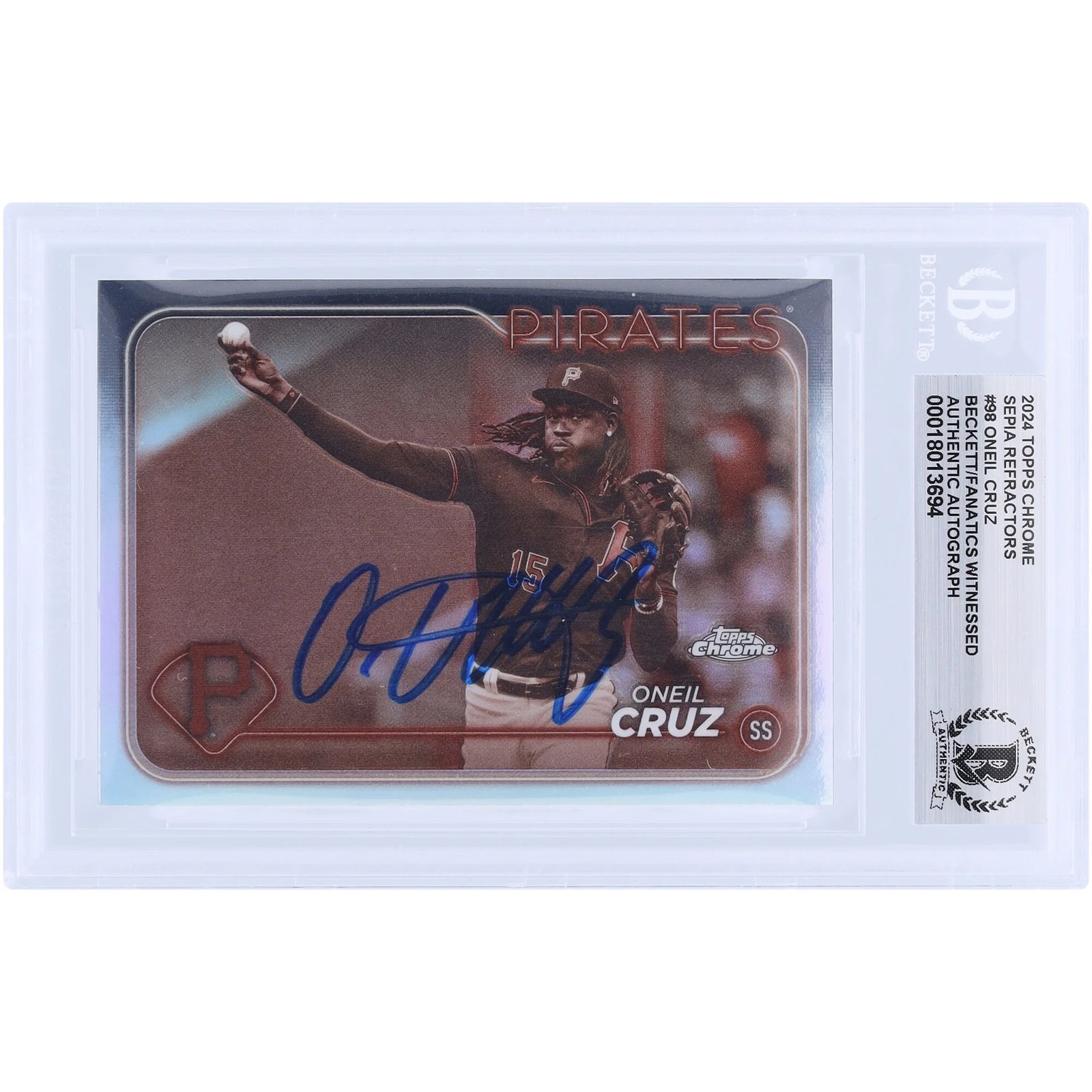 Oneil Cruz Signed 2024 Topps Chrome Sepia Refractor #98 | Pirates