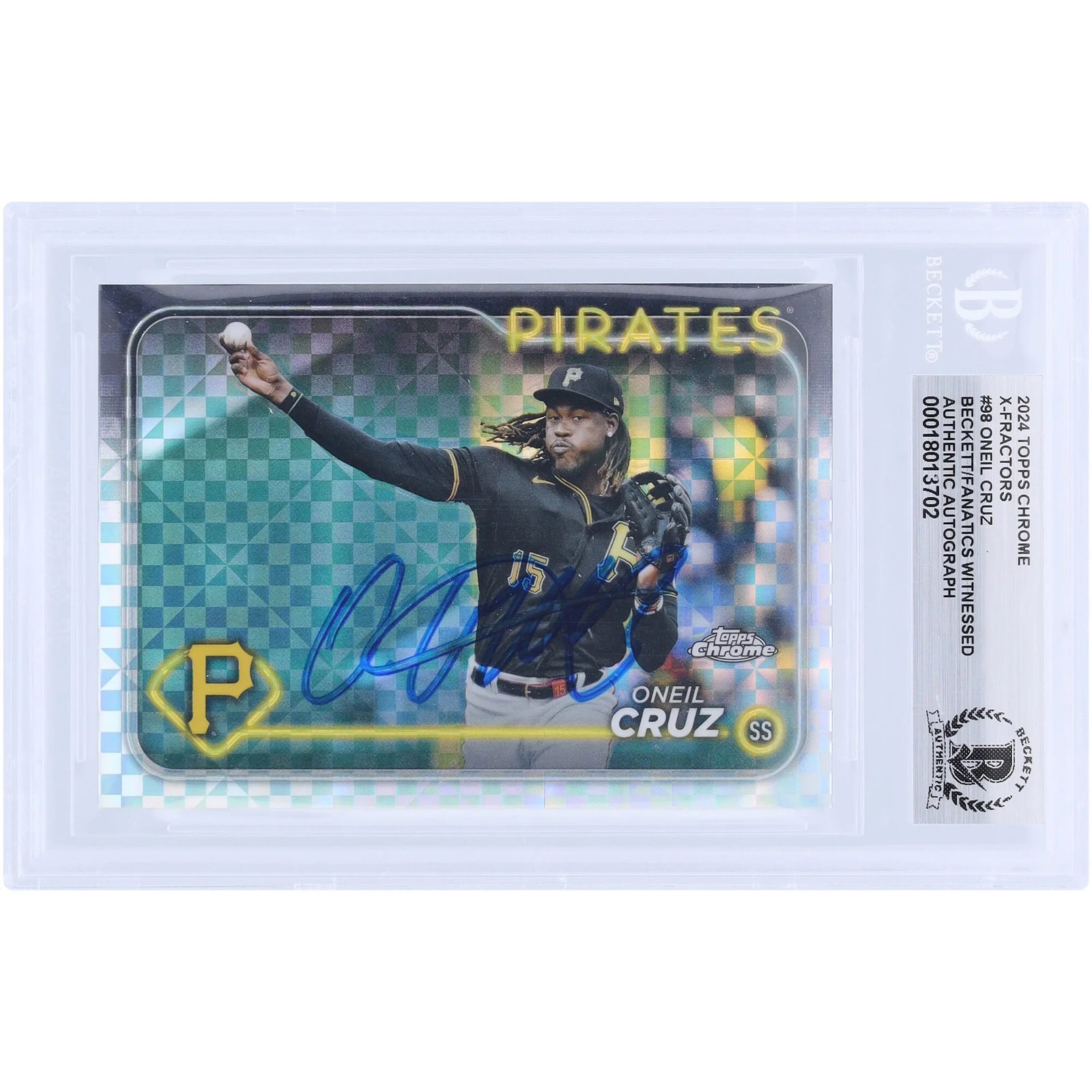 Oneil Cruz Signed 2024 Topps Chrome X-Fractor #98 Card | Beckett Authenticated