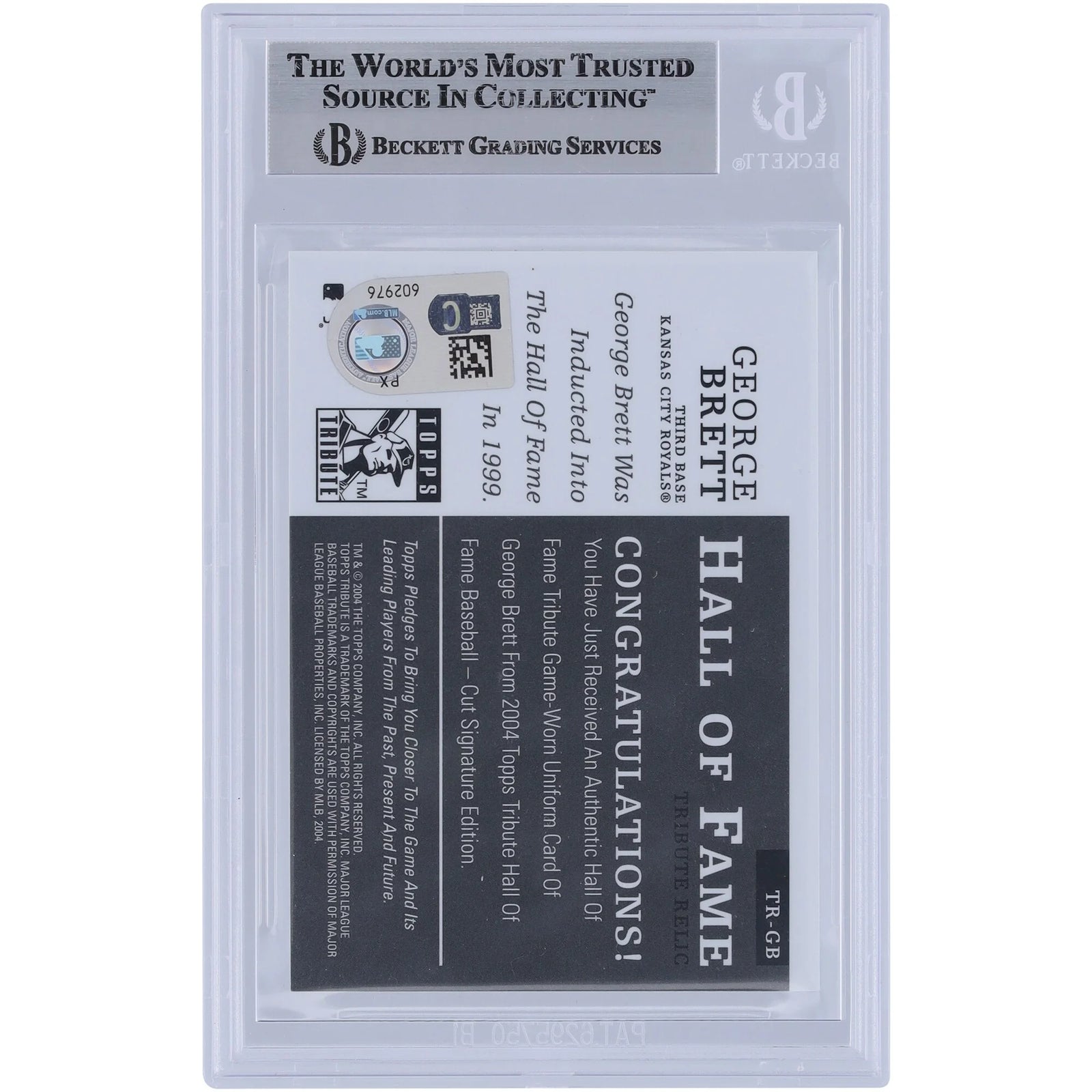 George Brett Signed 2004 Topps Tribute Hall of Fame Jersey Relic Card | Beckett Authentica