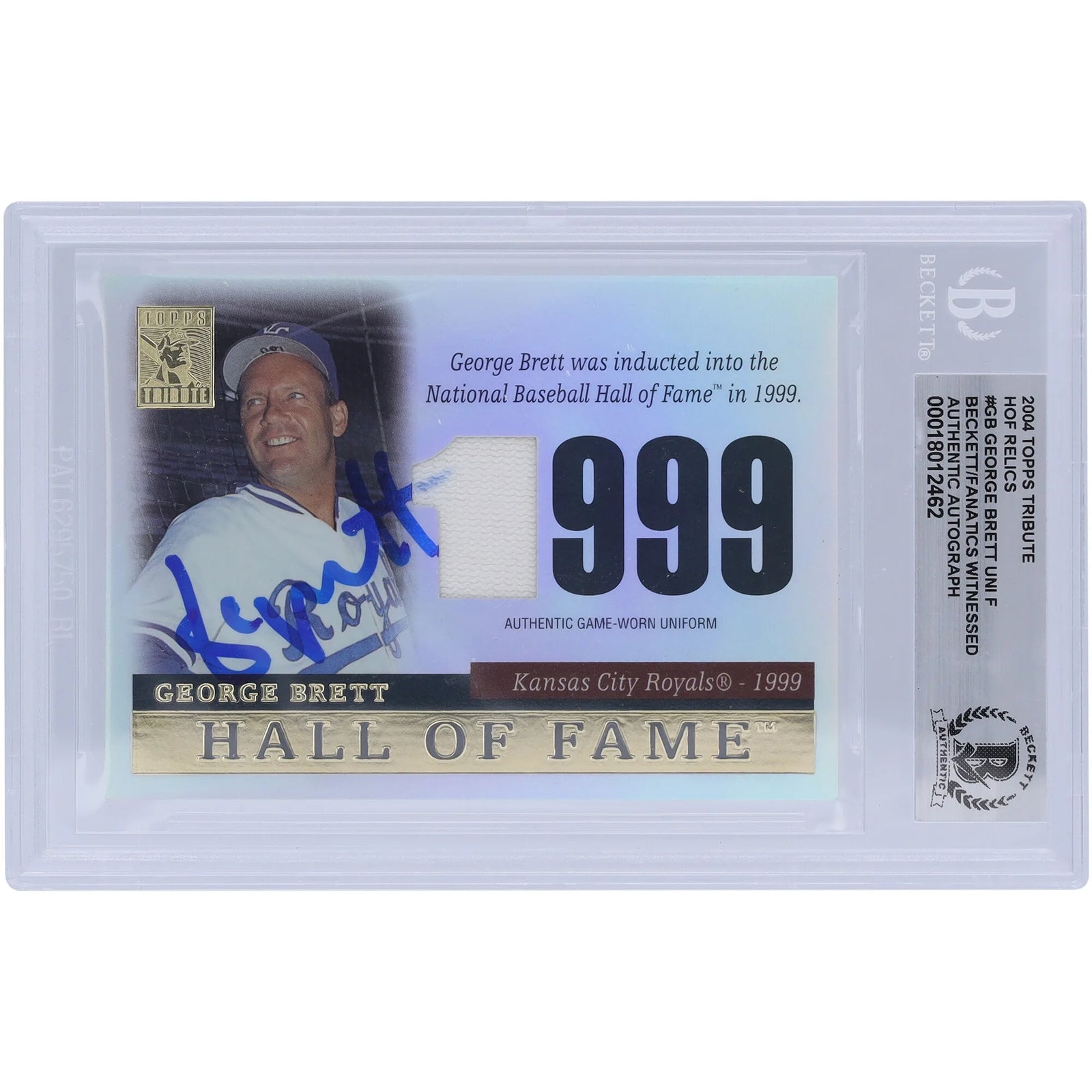 George Brett Signed 2004 Topps Tribute Hall of Fame Jersey Relic Card | Beckett Authentica