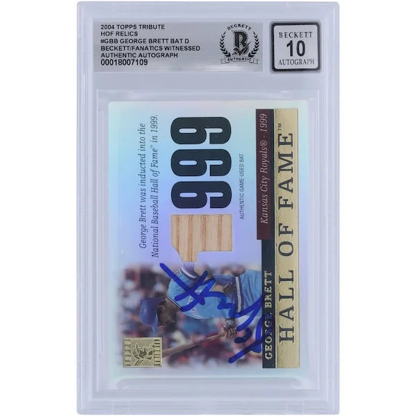 George Brett Signed 2004 Topps Tribute Hall of Fame Bat Relic Card | Graded 10