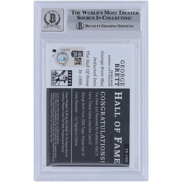George Brett Signed 2004 Topps Tribute Hall of Fame Bat Relic Card | Graded 10