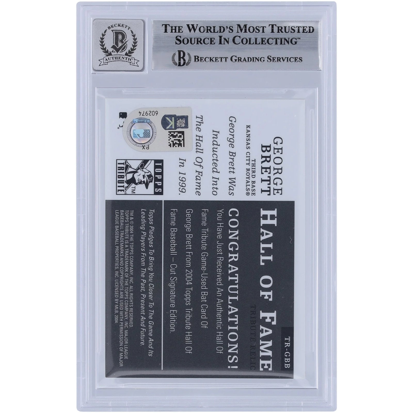 George Brett Signed 2004 Topps Tribute Hall of Fame Bat Relic Card | Graded 10