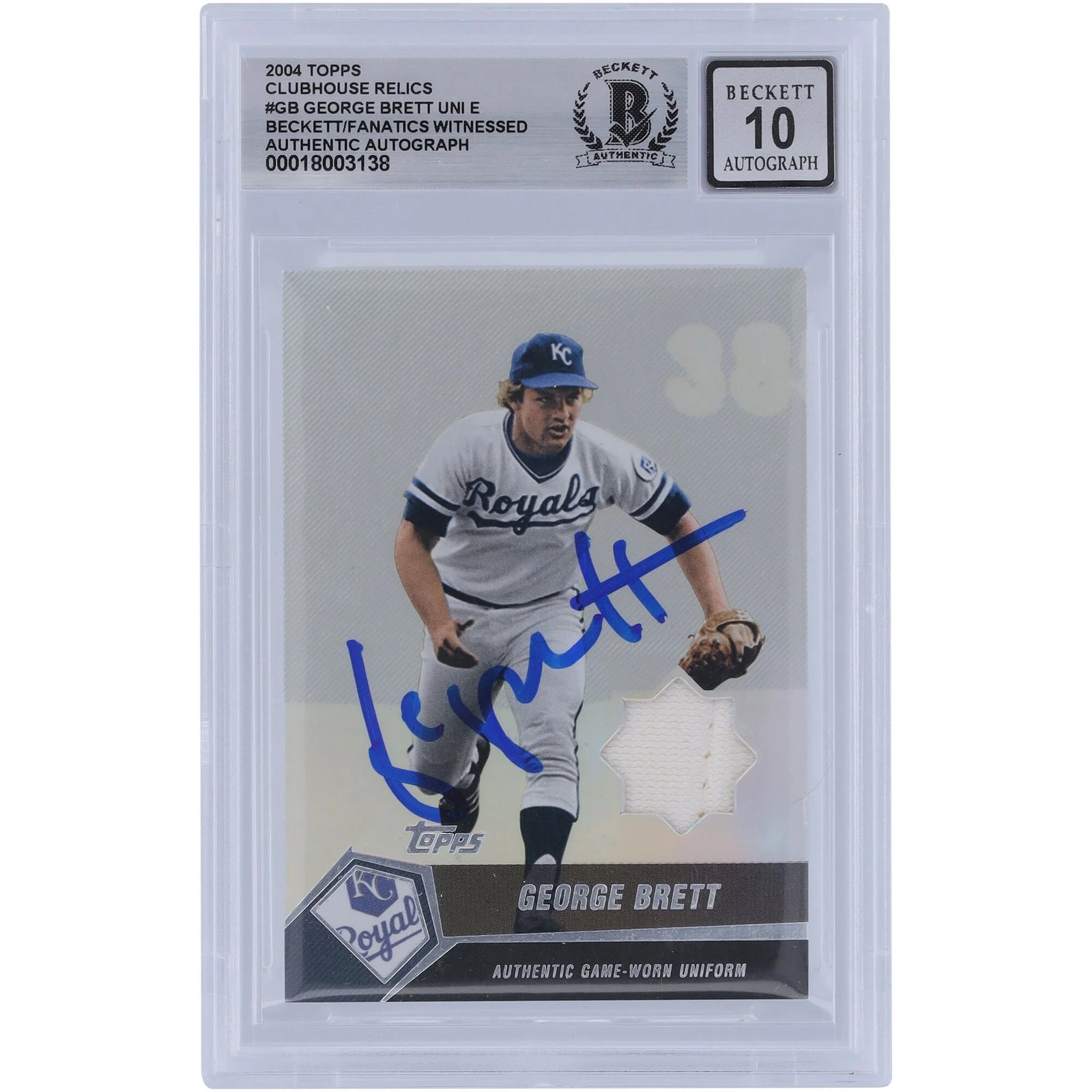 George Brett Signed 2004 Topps Clubhouse Jersey Relic Card | Graded 10