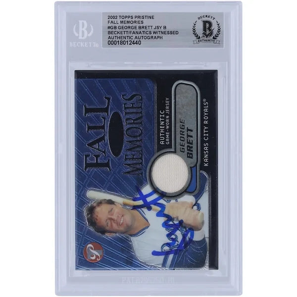 George Brett Kansas City Royals Autographed 2002 Topps Pristine Fall Memories Jersey Relic #FM-GB #/1000 Beckett Fanatics Witnessed Authenticated Card - F2