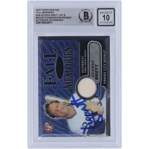 George Brett Signed 2002 Topps Pristine Fall Memories Jersey Relic | Grade 10