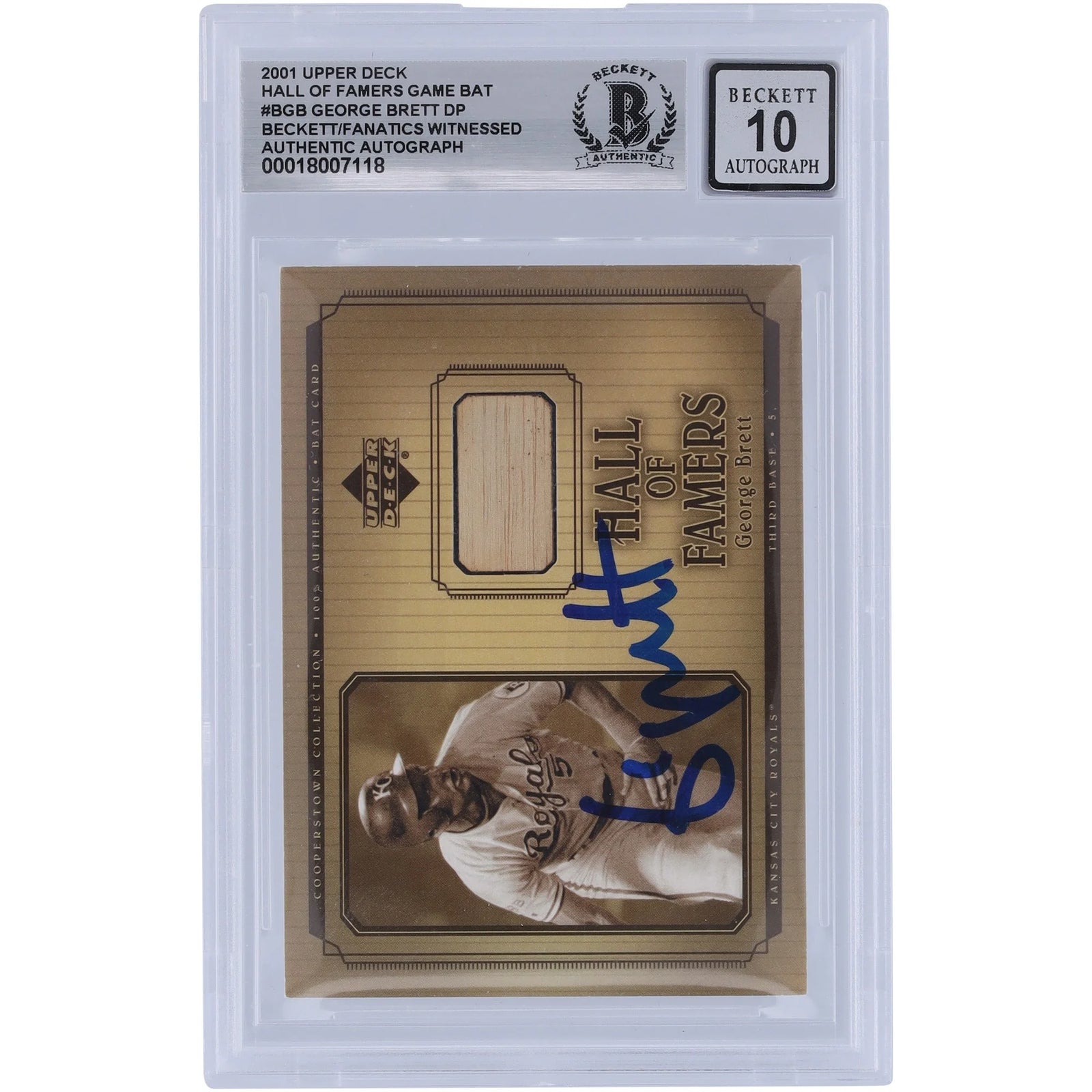 George Brett Signed 2001 Upper Deck Cooperstown Collection Bat Relic Card | Graded 10