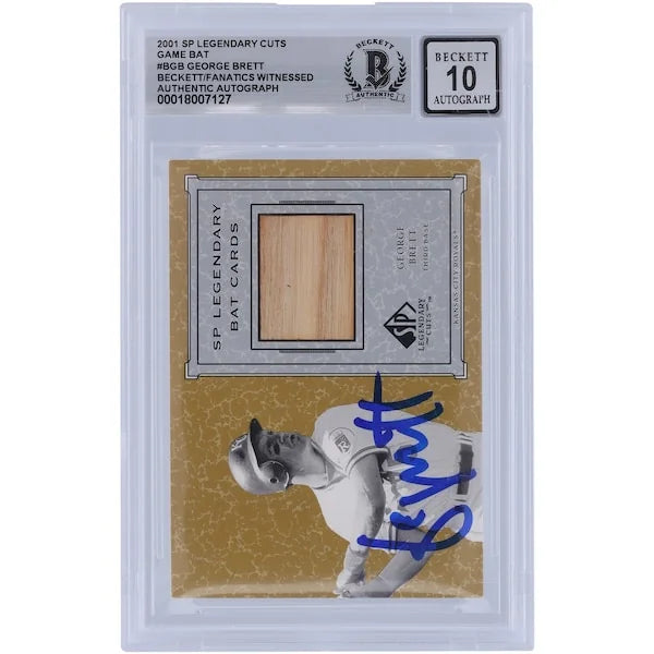 George Brett Signed 2001 Upper Deck SP Legendary Cuts Bat Relic Card | Grade 10