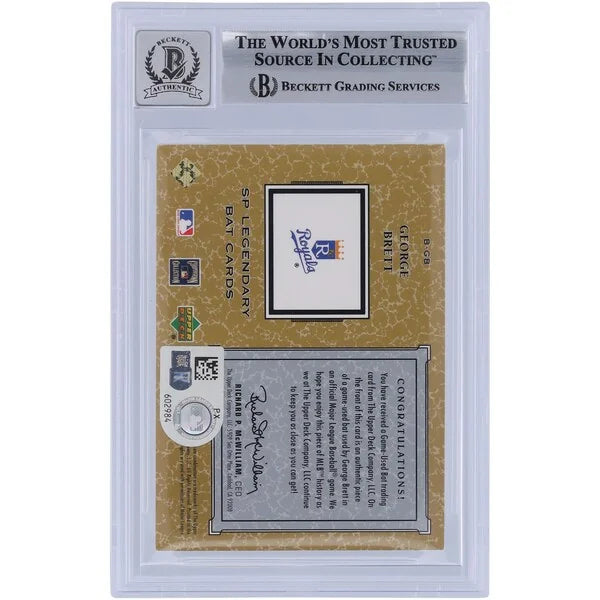 George Brett Signed 2001 Upper Deck SP Legendary Cuts Bat Relic Card | Grade 10