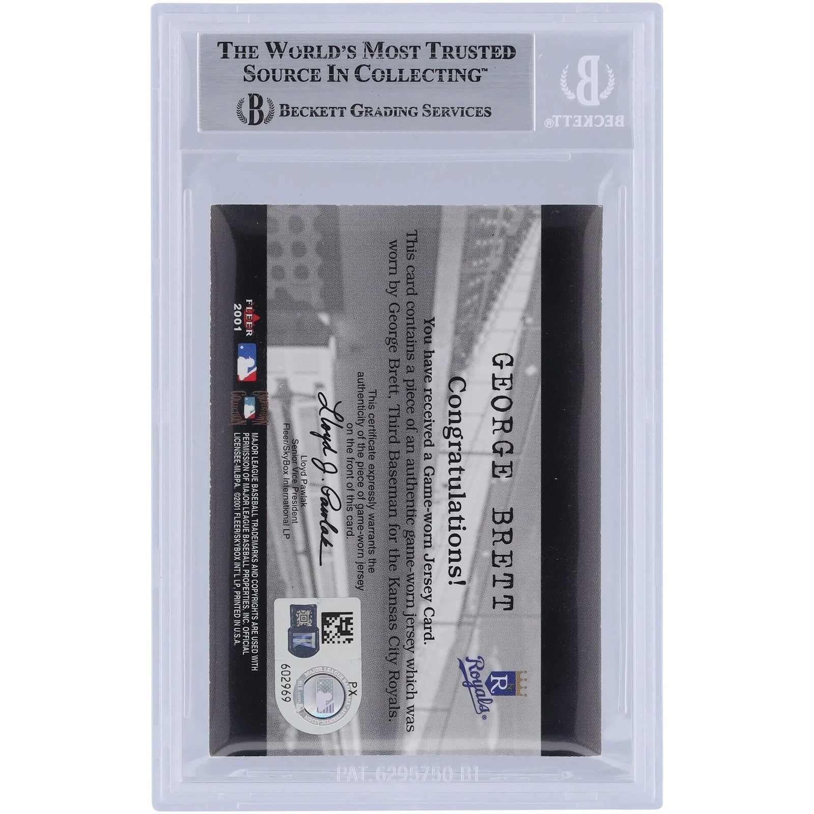 George Brett Signed 2001 Fleer Genuine Final Cut Jersey Relic Card | Beckett Authenticated