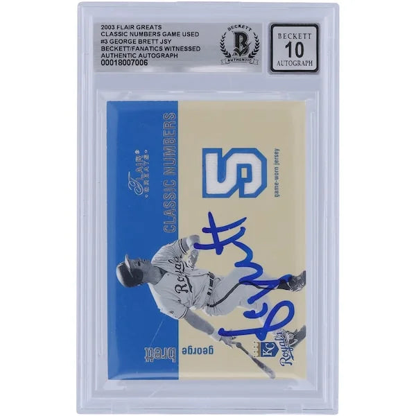 George Brett Signed 2003 Fleer Flair Greats Jersey Relic Card | Graded 10