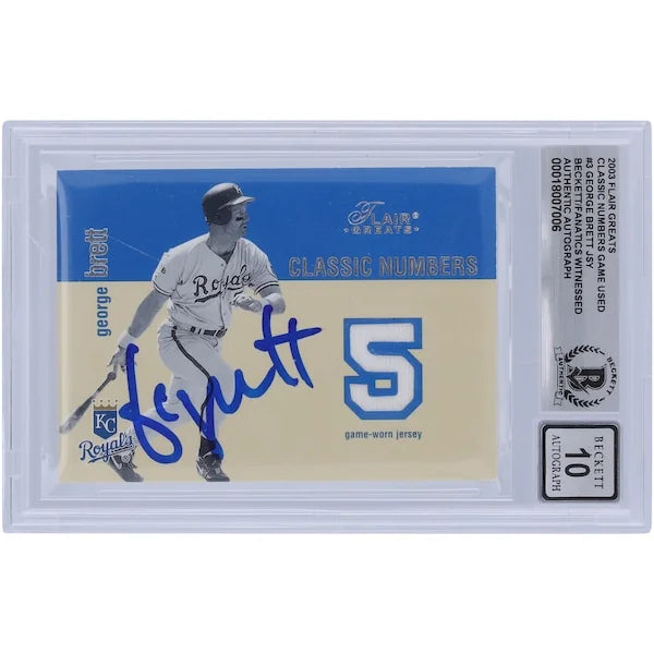 George Brett Signed 2003 Fleer Flair Greats Jersey Relic Card | Graded 10