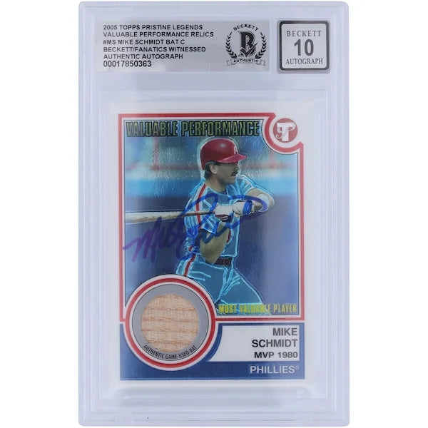 Mike Schmidt Signed 2005 Topps Pristine Legends Bat Relic Card | Graded 10