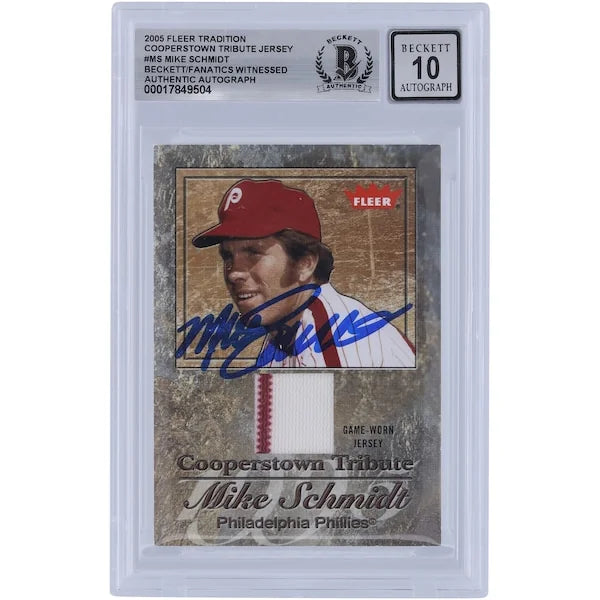 Mike Schmidt Signed 2005 Fleer Tradition Cooperstown Tribute Card | Graded 10