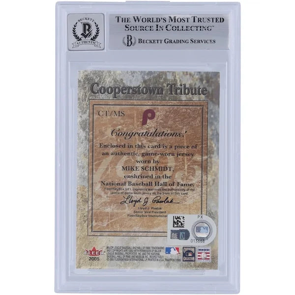 Mike Schmidt Signed 2005 Fleer Tradition Cooperstown Tribute Card | Graded 10