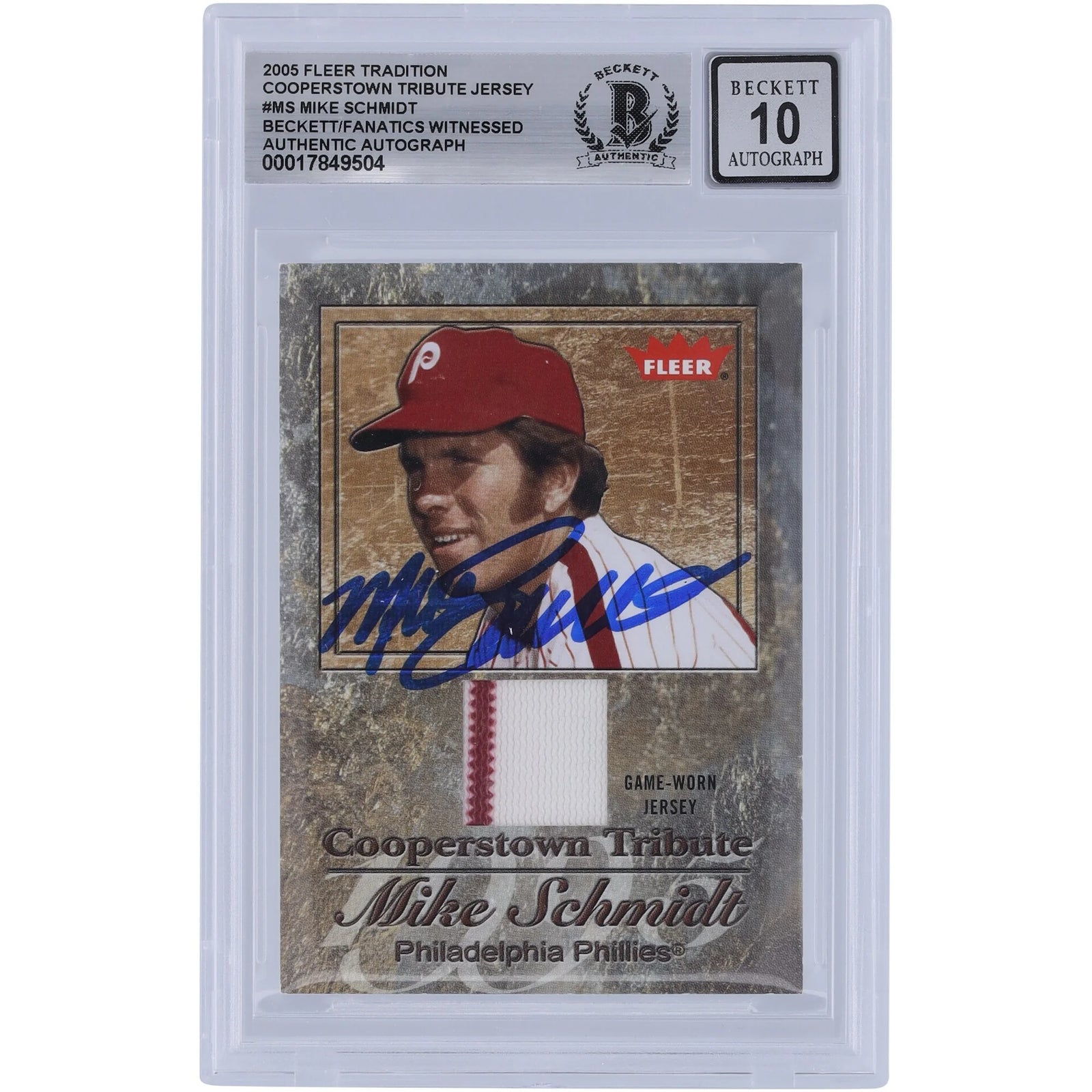 Mike Schmidt Signed 2005 Fleer Tradition Cooperstown Tribute Card | Graded 10
