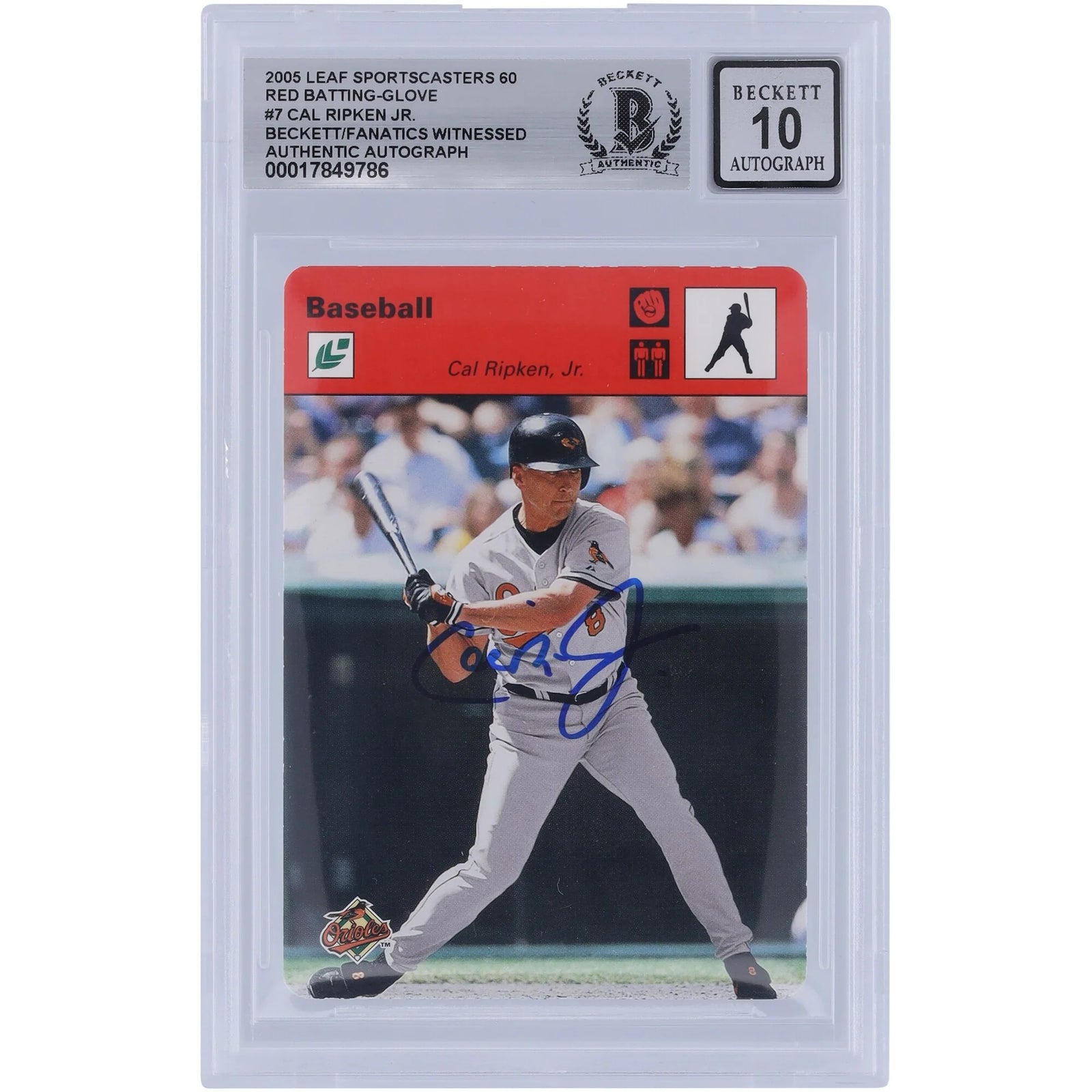 Cal Ripken Jr. Signed 2005 Leaf Sportscasters Batting Glove | Limited #7/60