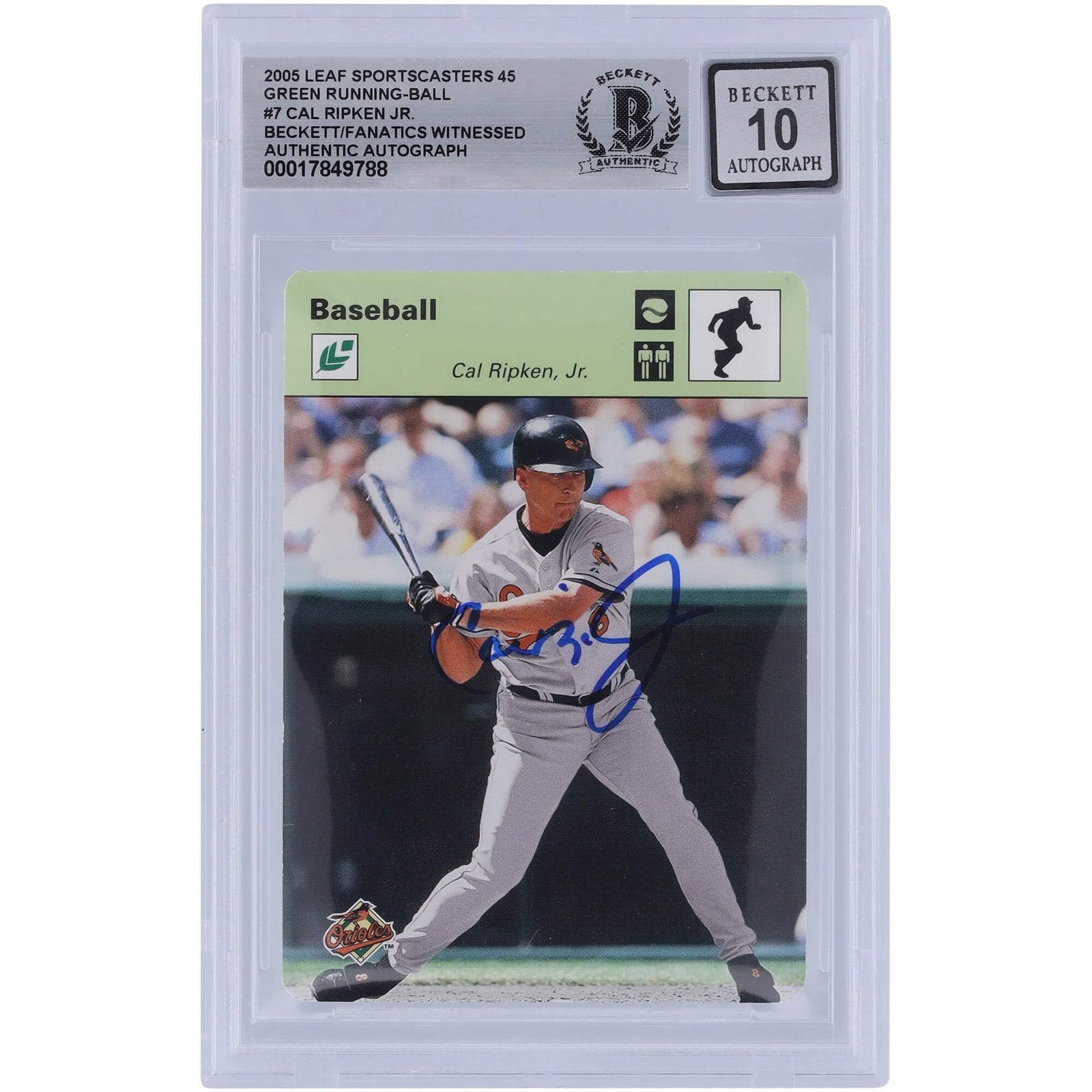 Cal Ripken Jr. Signed 2005 Leaf Sportscasters #7 Card | Graded 10 #/45