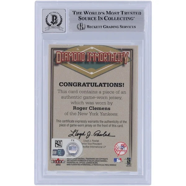 Roger Clemens Signed 2002 Fleer Triple Crown Card | Yankees Jersey Relic