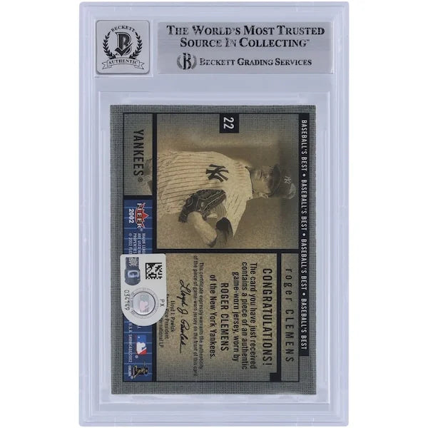 Roger Clemens Signed 2002 Fleer Showcase Card | Jersey Relic, Graded 10
