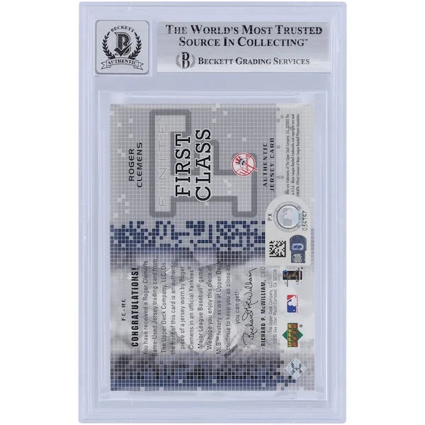 Roger Clemens Signed 2003 Upper Deck Finite First Class Jersey Relic Card | Grade 10