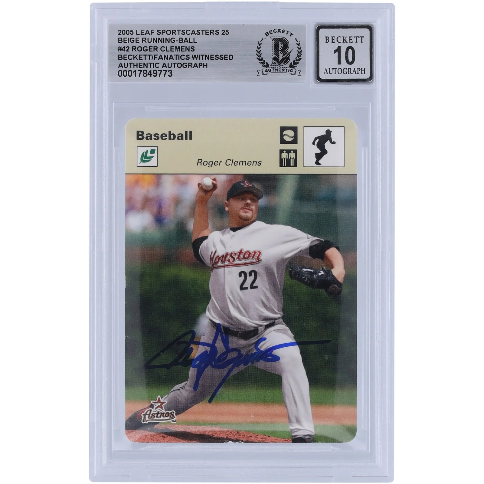 Roger Clemens Signed 2005 Leaf Sportscasters Card #42 | Limited /25