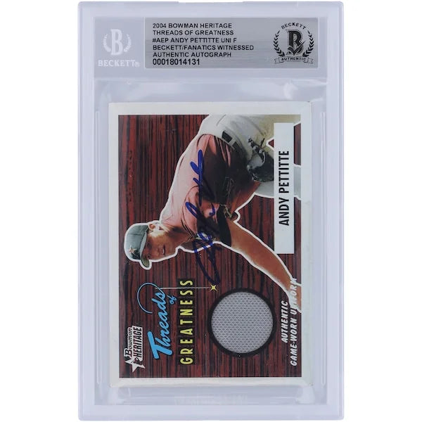 Andy Pettitte Signed 2004 Bowman Heritage Threads of Greatness Jersey Relic Card | Authent