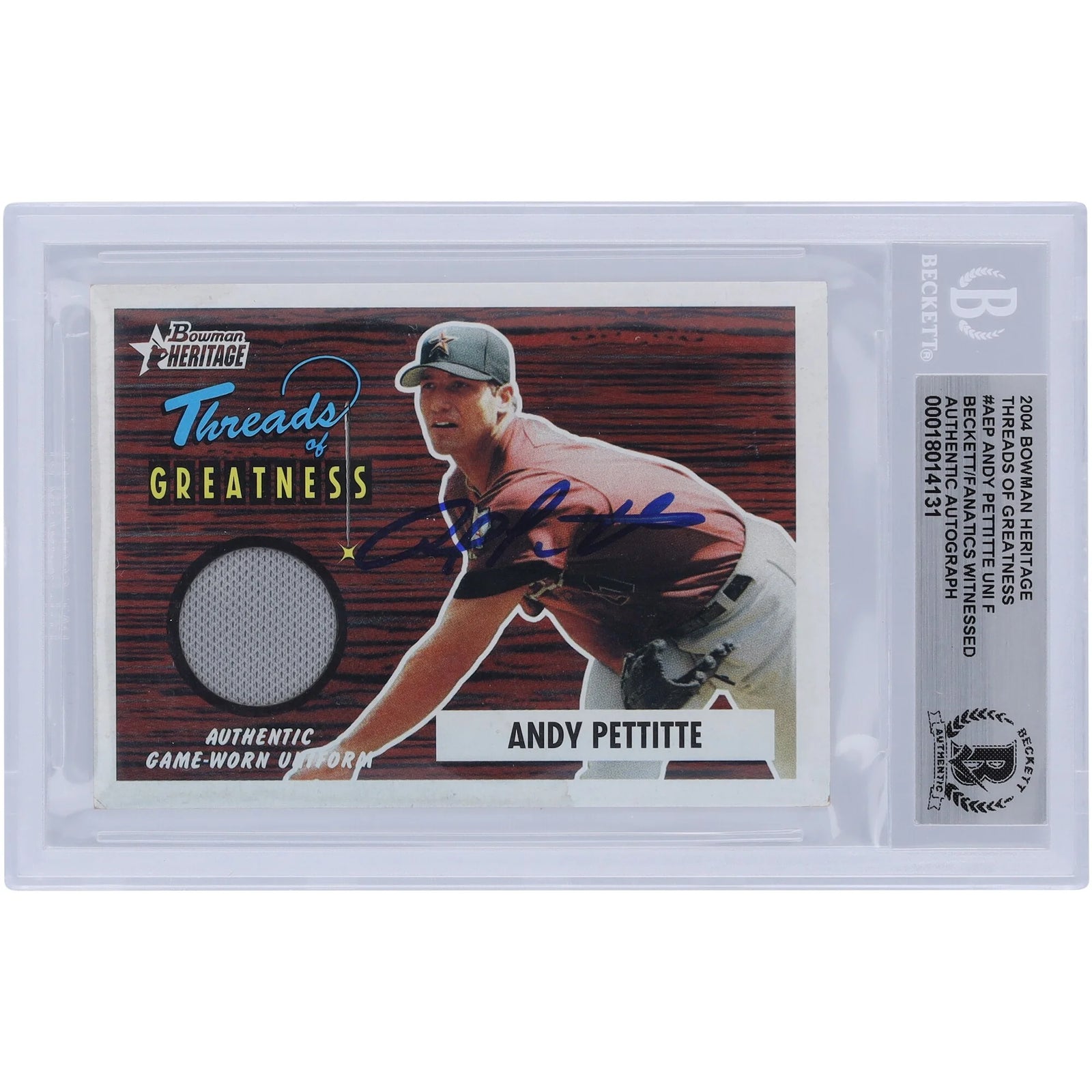 Andy Pettitte Signed 2004 Bowman Heritage Threads of Greatness Jersey Relic Card | Authent