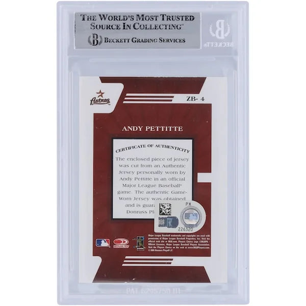 Andy Pettitte Signed 2005 Donruss Zenith Z-Bats Jersey Relic Card #ZB-4