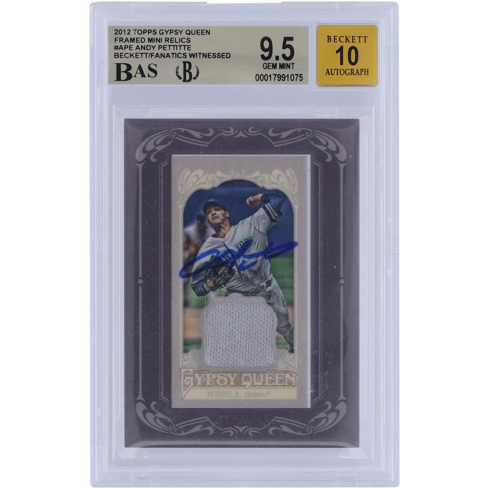 Andy Pettitte Signed 2012 Topps GQ Jersey Relic Card | Graded 9.5