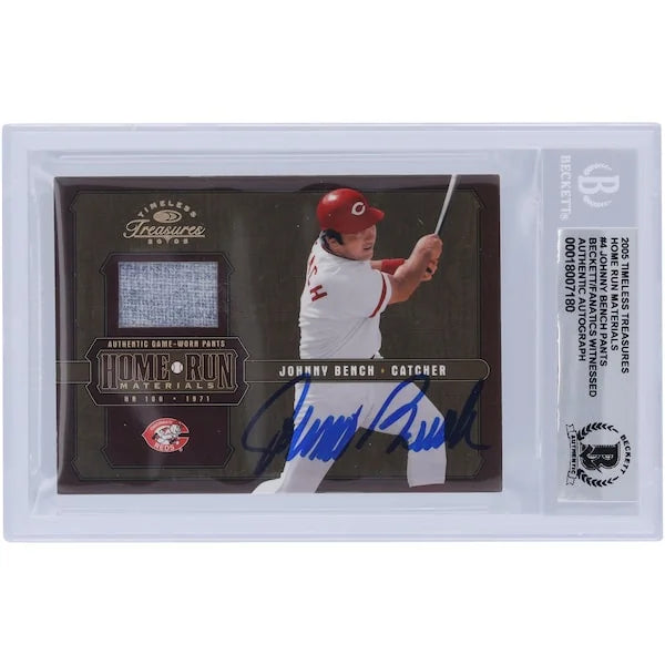 Johnny Bench Signed 2005 Donruss Timeless Treasures Jersey Relic | Graded 10