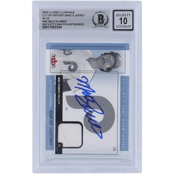 Mike Schmidt Signed 2005 Fleer Classic Clippings Jersey Relic Card | Graded 10