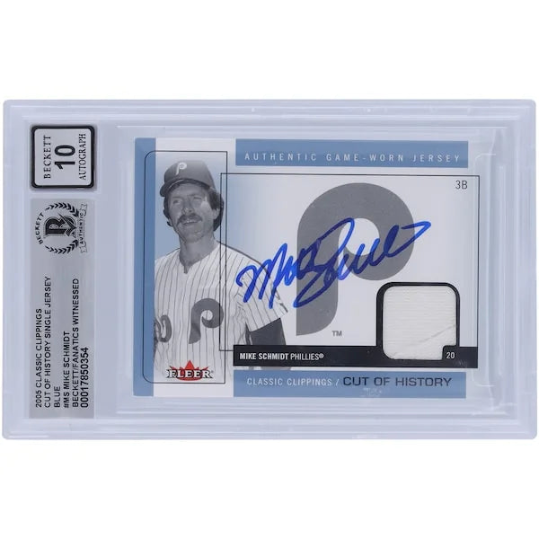 Mike Schmidt Signed 2005 Fleer Classic Clippings Jersey Relic Card | Graded 10
