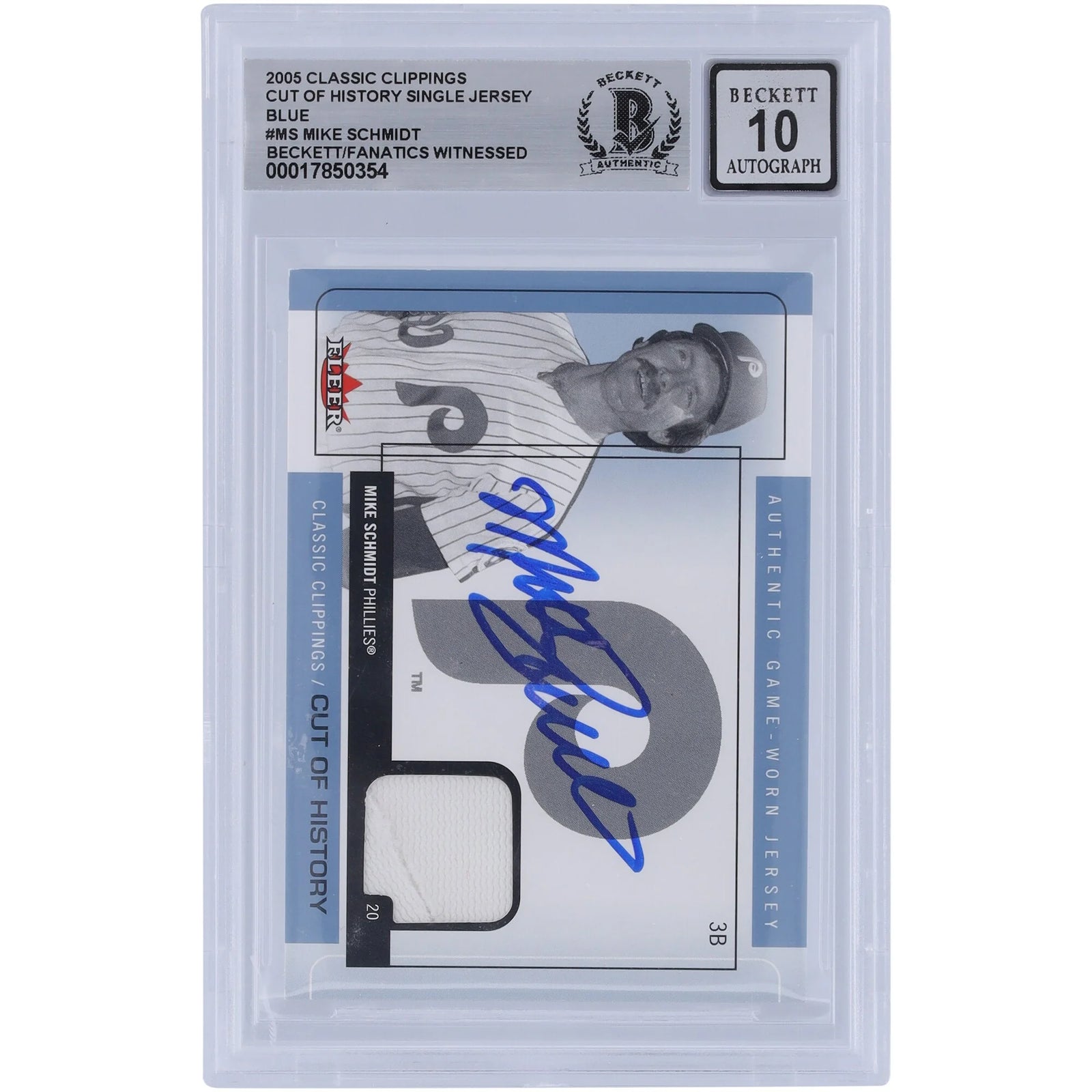 Mike Schmidt Signed 2005 Fleer Classic Clippings Jersey Relic Card | Graded 10