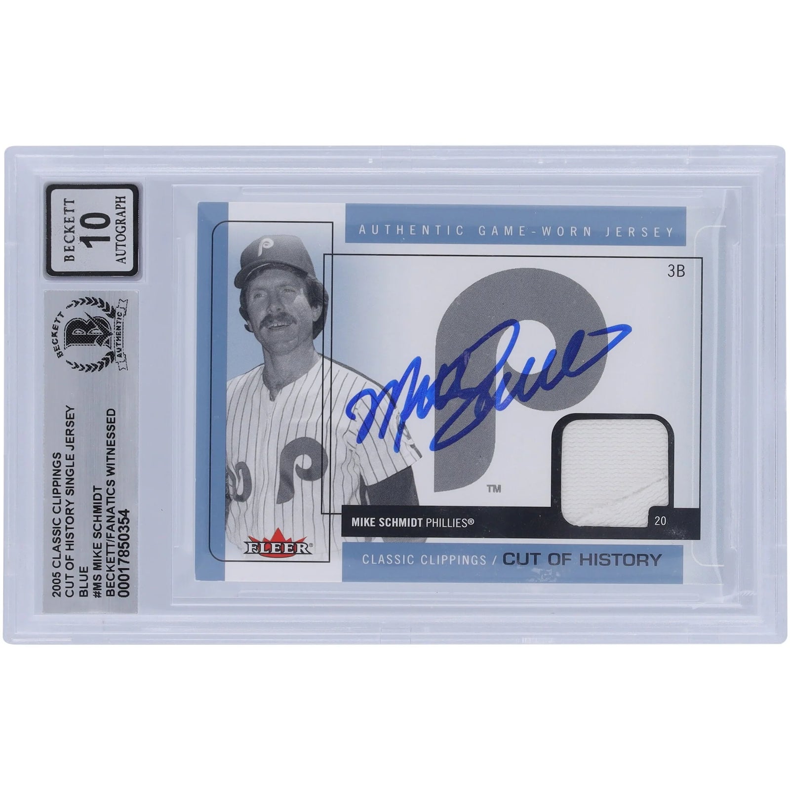 Mike Schmidt Signed 2005 Fleer Classic Clippings Jersey Relic Card | Graded 10