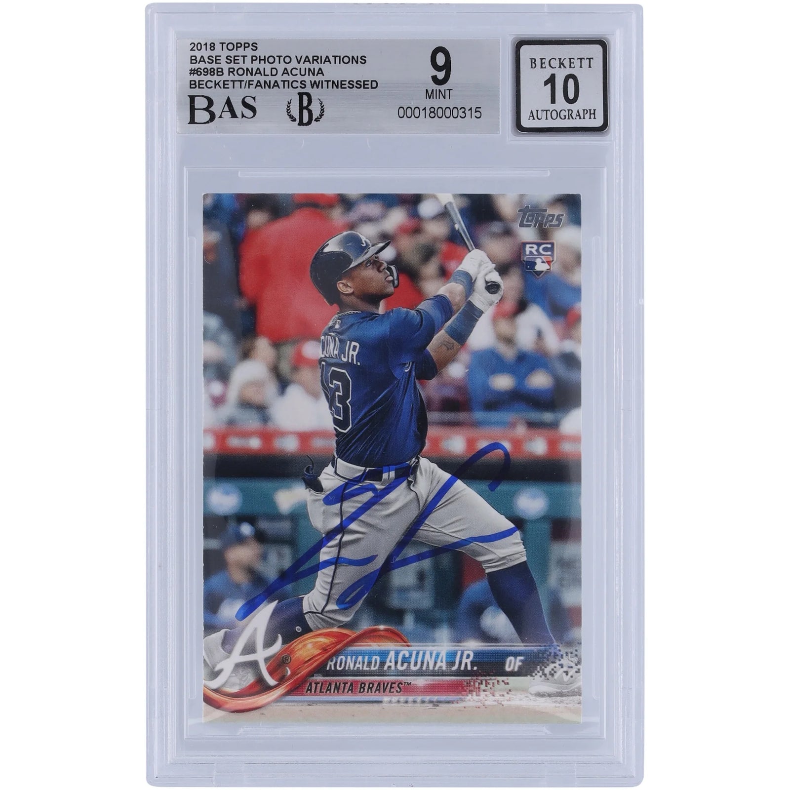 Ronald Acuna Jr. Signed 2018 Topps Series 2 #698 | Graded 9