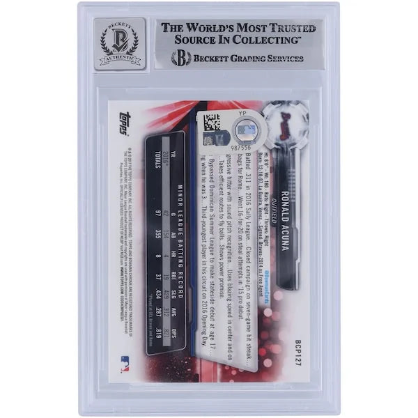 Ronald Acuna Jr. Signed 2017 Bowman Chrome Prospects #BCP127 | Graded 9