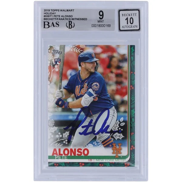 Pete Alonso Signed 2019 Topps Walmart Holiday #HW71 Rookie Card | Beckett 9/10