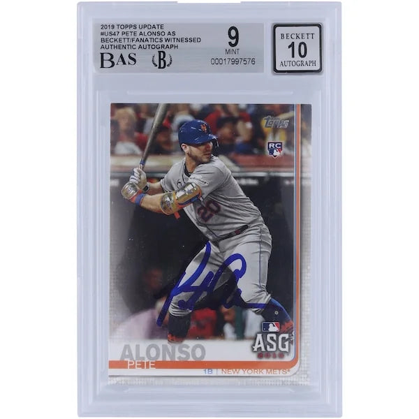 Pete Alonso Signed 2019 Topps Update #US47 Rookie Card | Graded 9