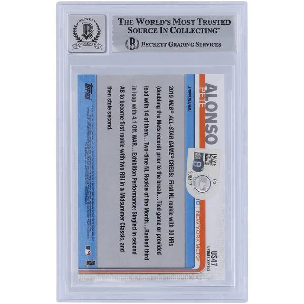 Pete Alonso Signed 2019 Topps Update #US47 Rookie Card | Graded 9