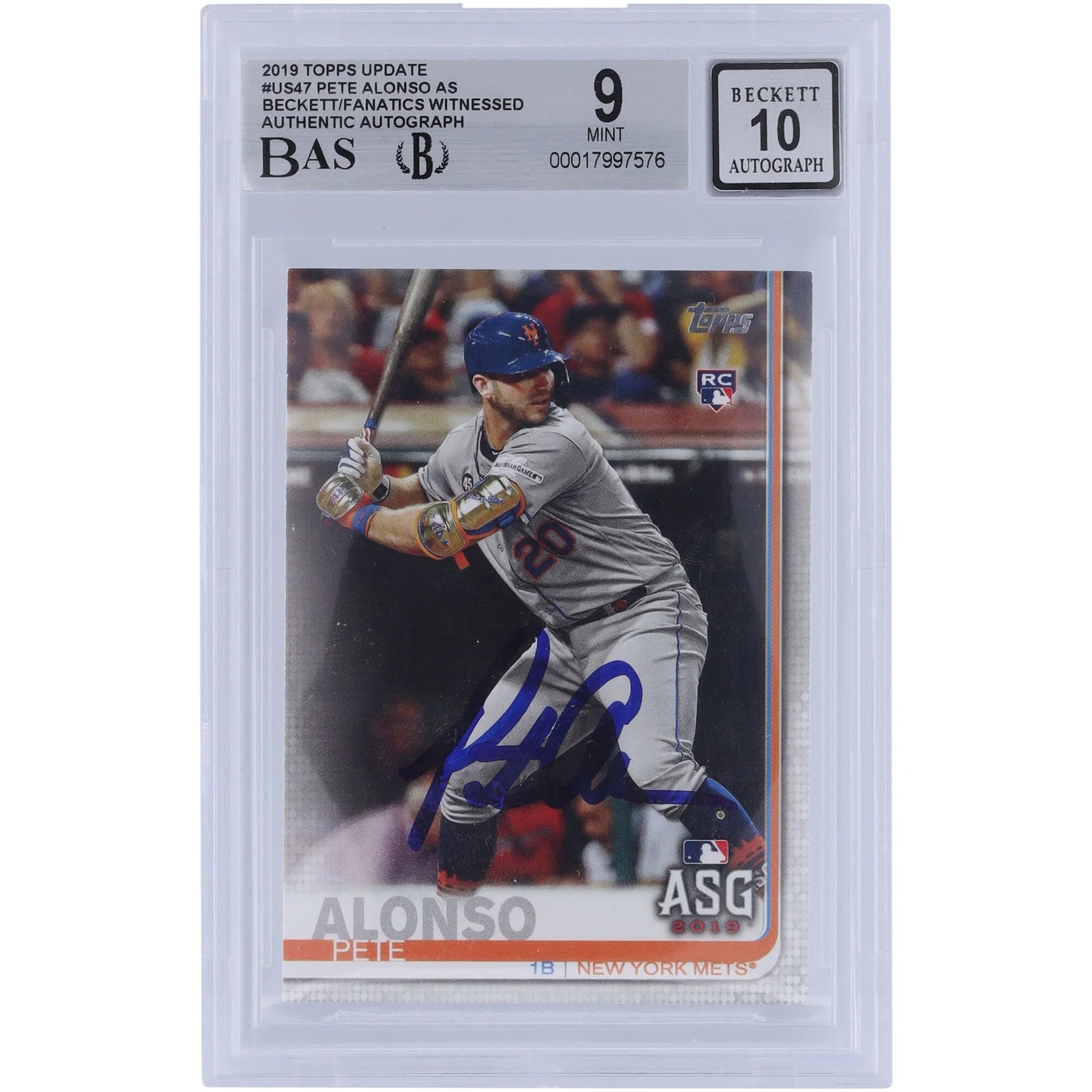 Pete Alonso Signed 2019 Topps Update #US47 Rookie Card | Graded 9