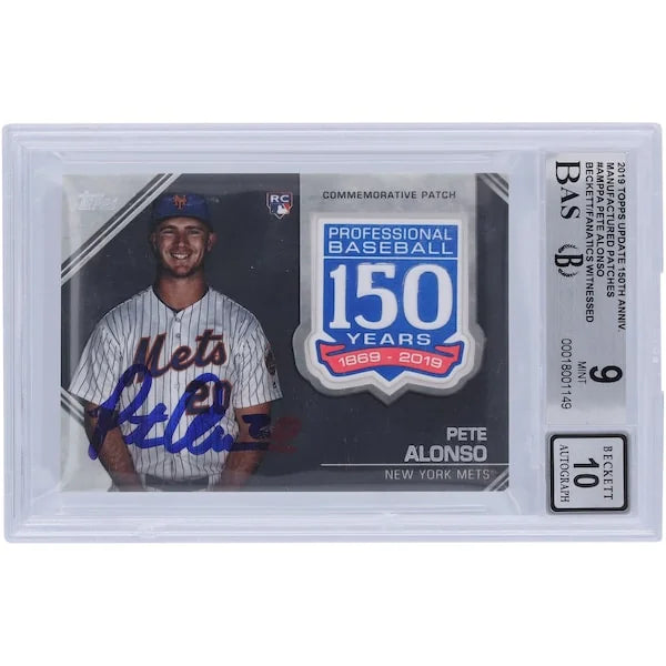 Pete Alonso Signed 2019 Topps Update 150th Anniversary Relic Card | Beckett 9