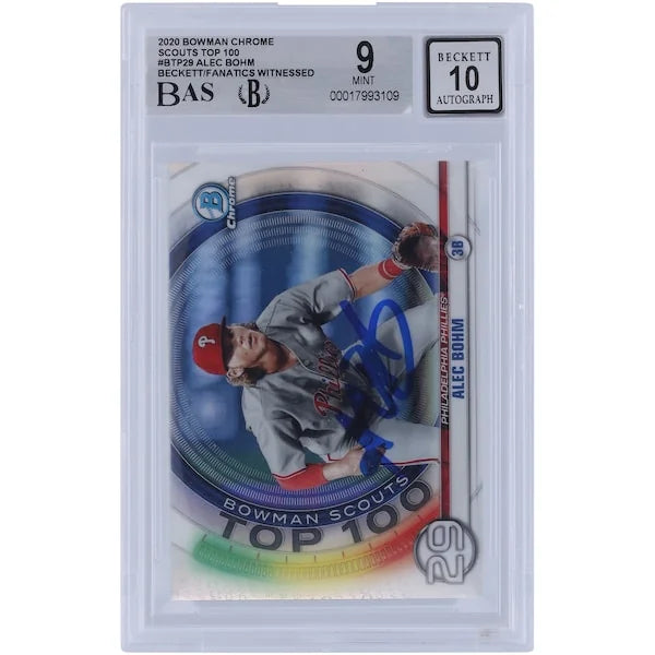 Alec Bohm Signed 2020 Bowman Chrome Scouts Top 100 #BTP-29 | Graded 9
