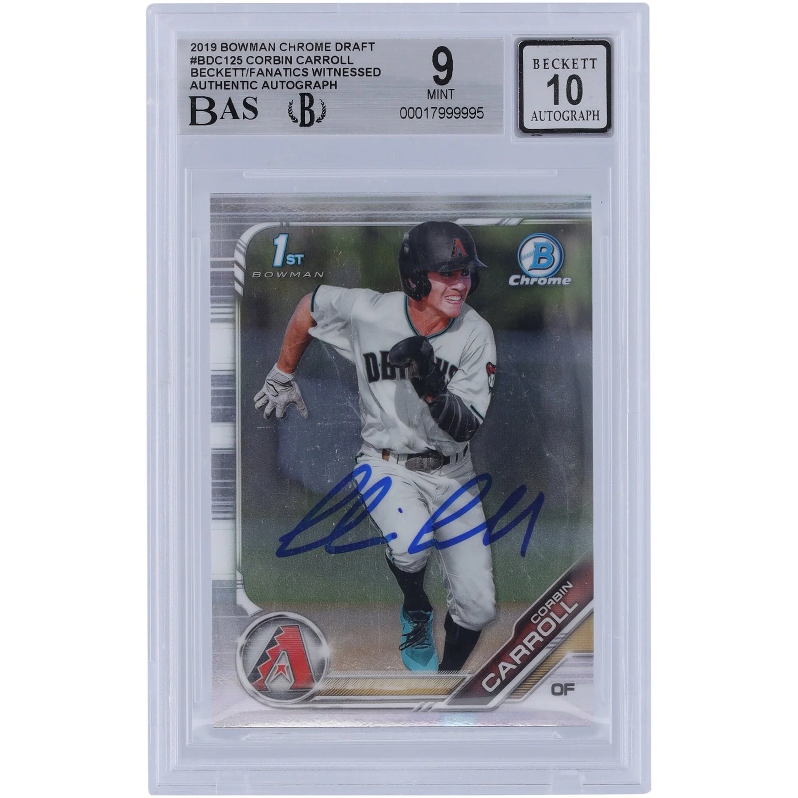 Corbin Carroll Signed 2019 Bowman Chrome Draft #BDC-125 | Beckett Authenticated 9