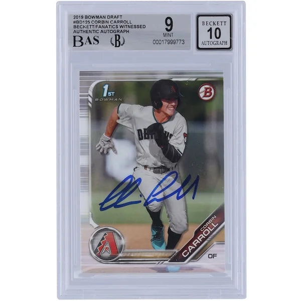 Corbin Carroll Signed 2019 Bowman Draft #BD-125 Card | Graded 9