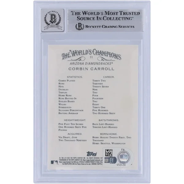 Corbin Carroll Signed 2023 Topps Allen & Ginter #11 Rookie Card | Beckett Authenticated 9/