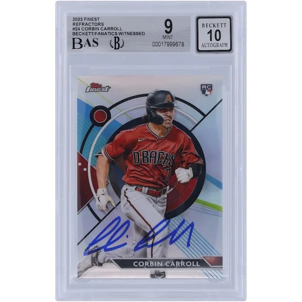 Corbin Carroll Signed 2023 Topps Finest Refractor #24 Rookie Card | Beckett 9